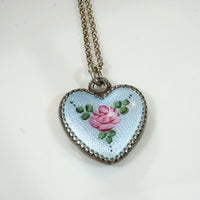 Darling Enameled Rose Sterling Heart Charm