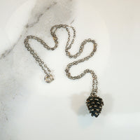 Realistic Sterling Silver Pinecone Charm Necklace