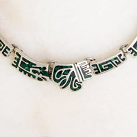 Pre-Columbian Motif Choker in Sterling & Malachite