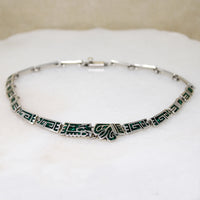 Pre-Columbian Motif Choker in Sterling & Malachite