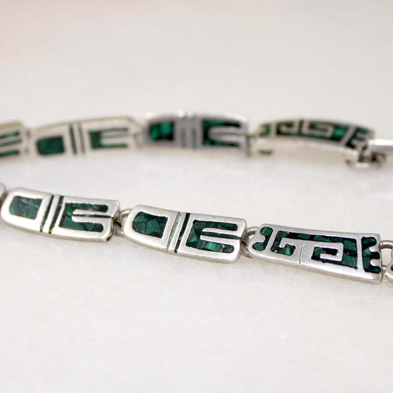 Pre-Columbian Motif Choker in Sterling & Malachite