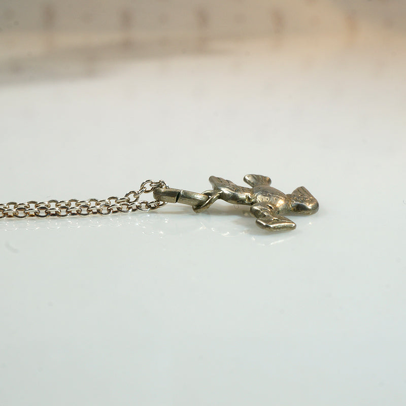 French Silver Love Token Bird Necklace