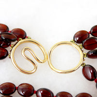 Four Strand Waterfall of Garnet Beads with Gold Clasp