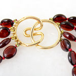 Four Strand Waterfall of Garnet Beads with Gold Clasp