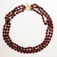 Four Strand Garnet Beads with Gold & Garnet Clasp