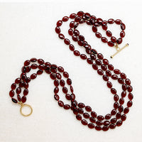 Four Strand Garnet Beads with Gold & Garnet Clasp