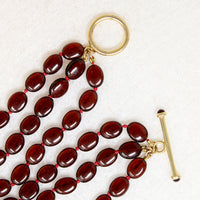 Four Strand Garnet Beads with Gold & Garnet Clasp