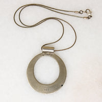 Engraved & Enameled White Brass Pendant