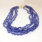 Dreamy Five Strand Tanzanite Beads with Gold Clasp
