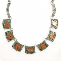Whimsical Copper & Turquoise Animal Inlay Necklace