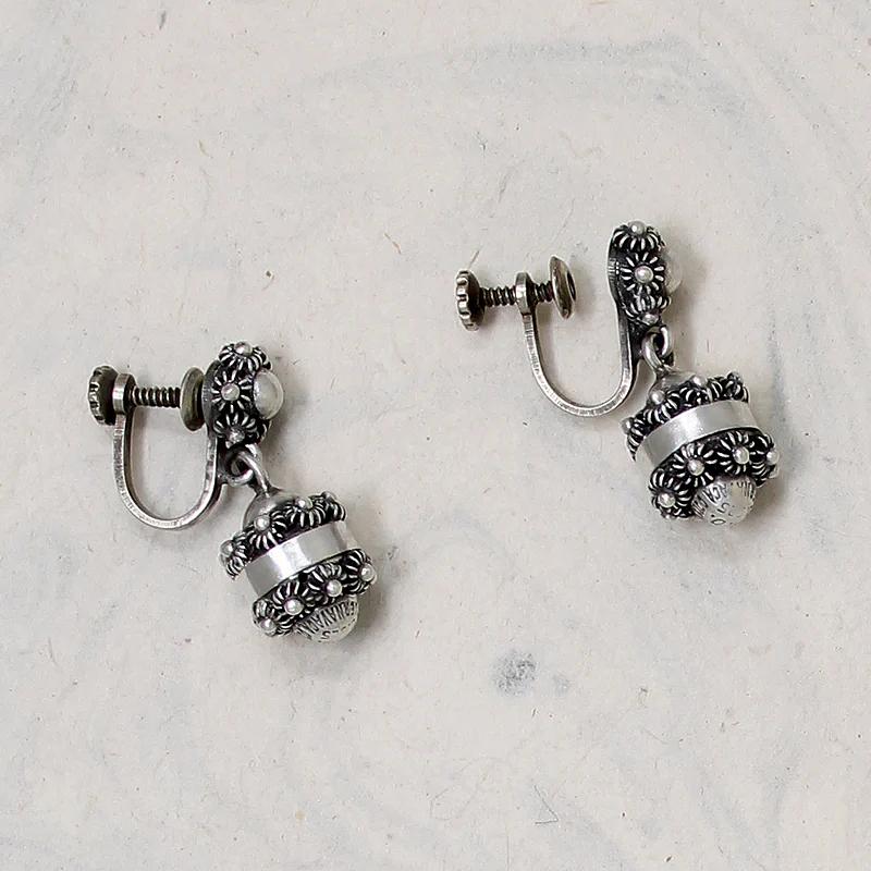Mexican Modernist Sterling Cannetille Bead Lariat Necklace