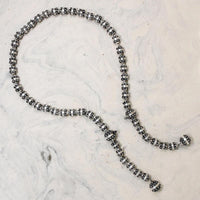 Mexican Modernist Sterling Cannetille Bead Lariat Necklace
