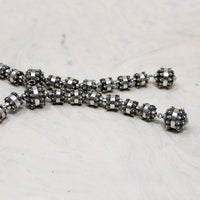 Mexican Modernist Sterling Cannetille Bead Lariat Necklace