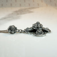 Mexican Sterling Cannetille Jerusalem Cross Necklace