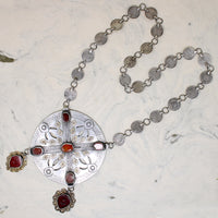Monumental Turkmen Fire Gilded Silver Necklace 