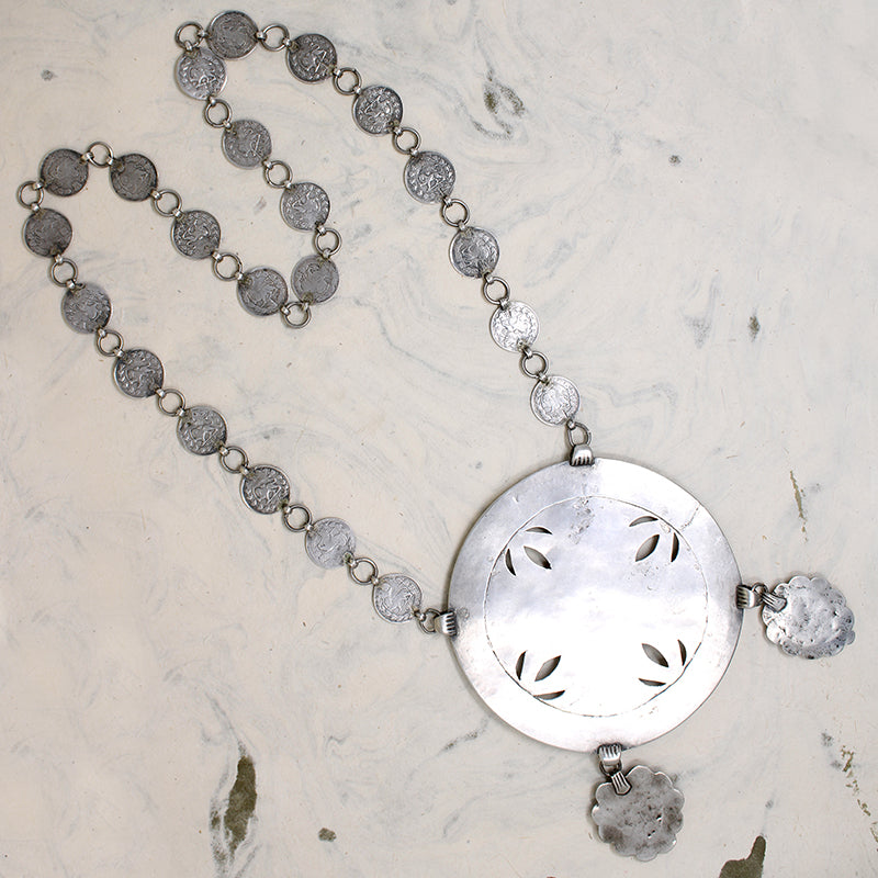 Monumental Turkmen Fire Gilded Silver Necklace 