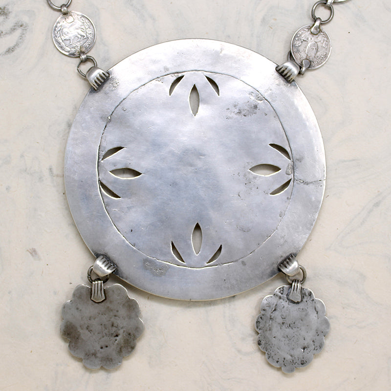 Monumental Turkmen Fire Gilded Silver Necklace 