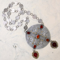Monumental Turkmen Fire Gilded Silver Necklace 