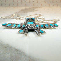 Fantastical Winged Figure Sterling & Turquoise Necklace