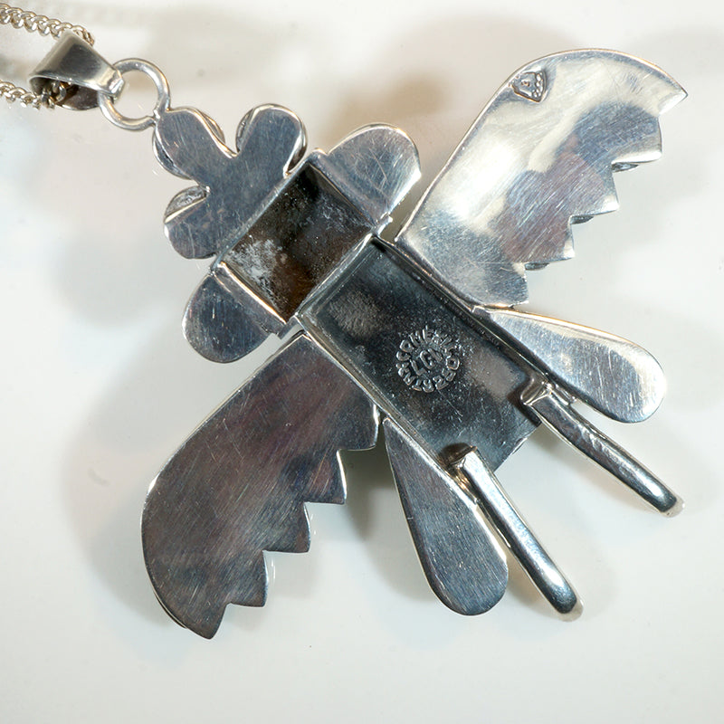 Fantastical Winged Figure Sterling & Turquoise Necklace