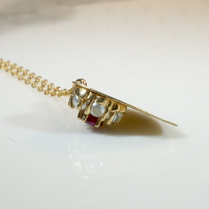 Hearts & Flowers Gold Ruby & Pearl Pendant