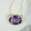 Vibrant Oval Amethyst in Gold Bezel Necklace