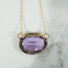 Vibrant Oval Amethyst in Gold Bezel Necklace