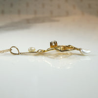Antique Flower Pot Lavalier with Diamond & Pearls