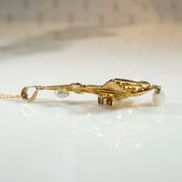 Antique Flower Pot Lavalier with Diamond & Pearls