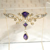 Art Nouveau Amethyst & Pearl Dragonfly Necklace