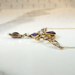 Art Nouveau Amethyst & Pearl Dragonfly Necklace