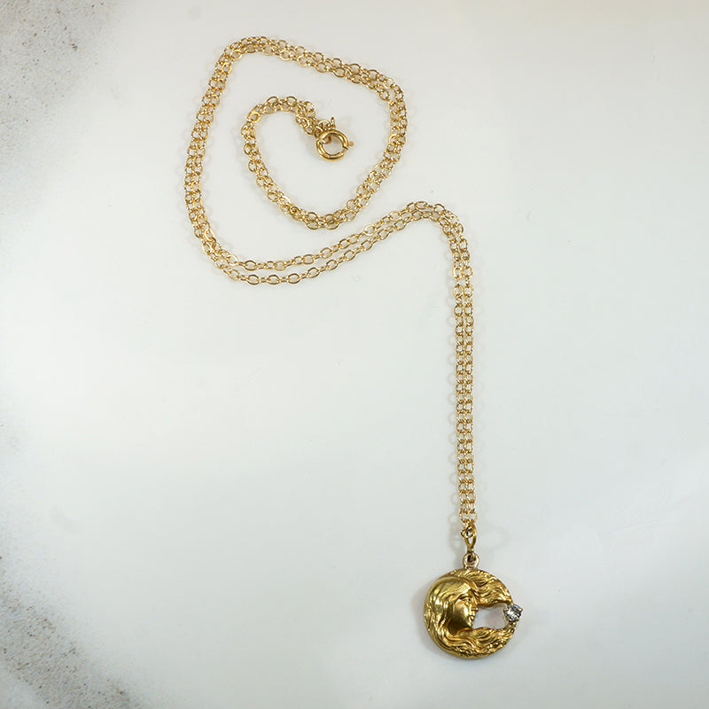 Woman in the Moon Art Nouveau Pendant