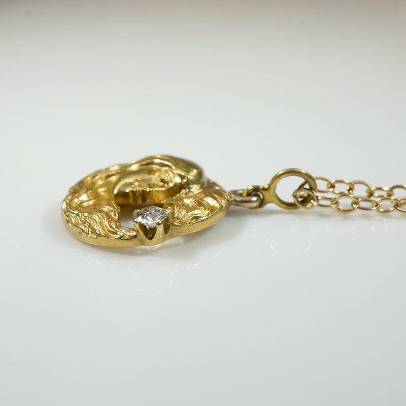 Woman in the Moon Art Nouveau Pendant