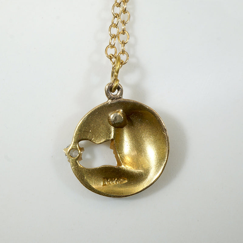 Woman in the Moon Art Nouveau Pendant