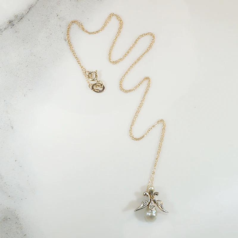 Dreamy Baroque Pearl Pendant in Platinum, Gold & Diamonds