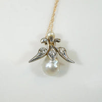 Dreamy Baroque Pearl Pendant in Platinum, Gold & Diamonds