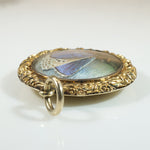 Blue Butterfly in Engraved Gold Locket