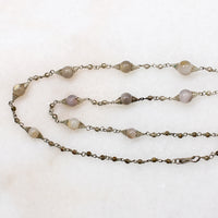 Agate Bead & Silver Necklace with Dangle
