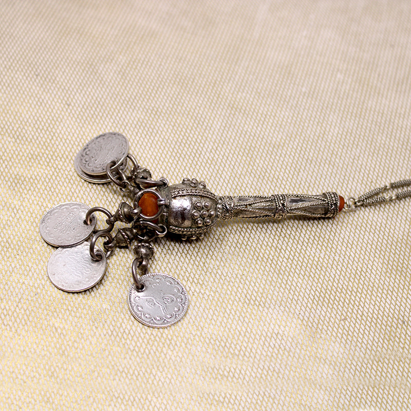 Silver Tribal Necklace with Copal and Coins