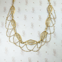 19th Century French 18k Gold Filigree & Pearl Swag Choker