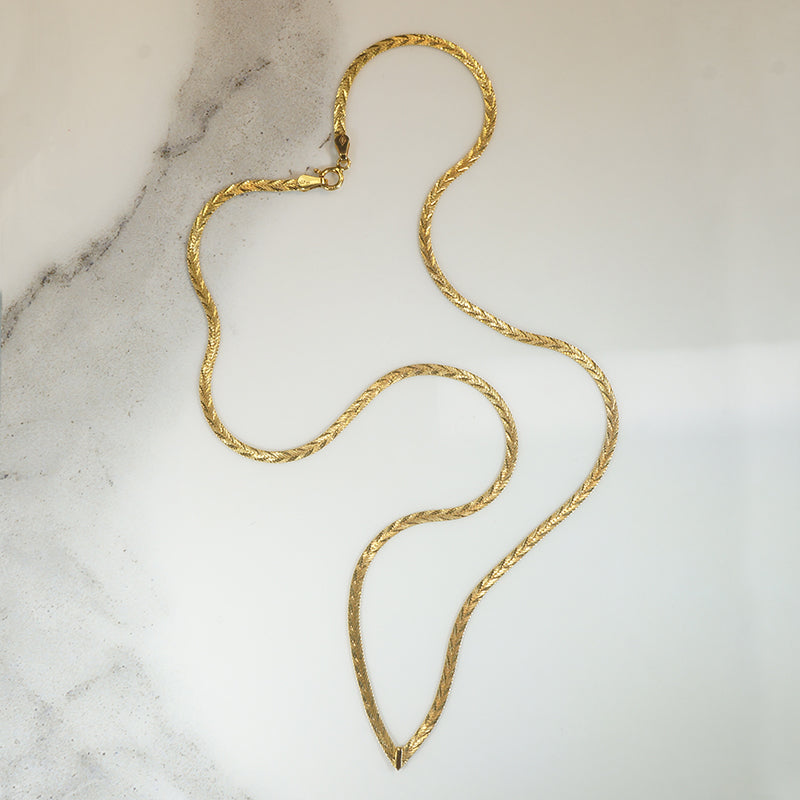 Disco Engraved Gold Herringbone Chain