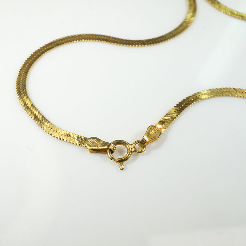 Disco Engraved Gold Herringbone Chain