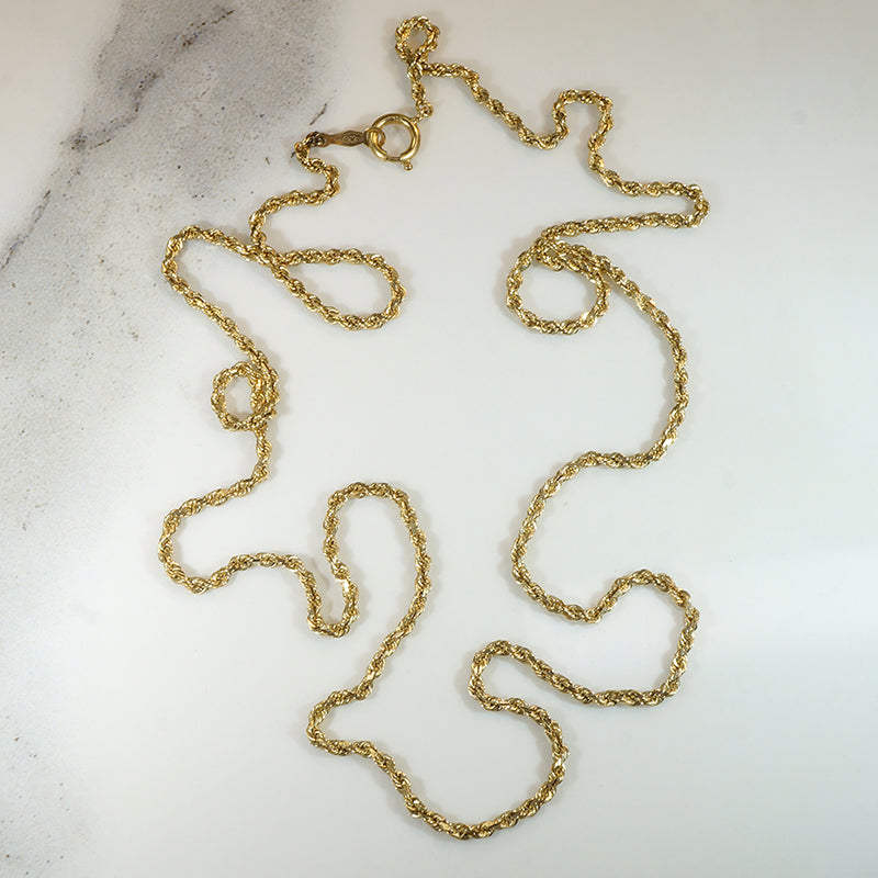 Glittering 14k Gold Faceted Rope Chain