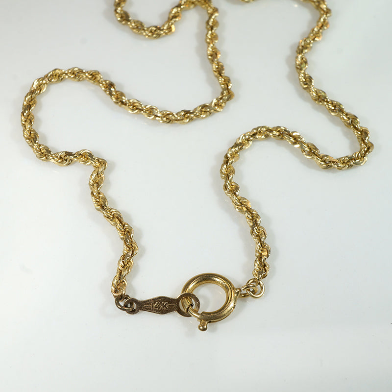 Glittering 14k Gold Faceted Rope Chain