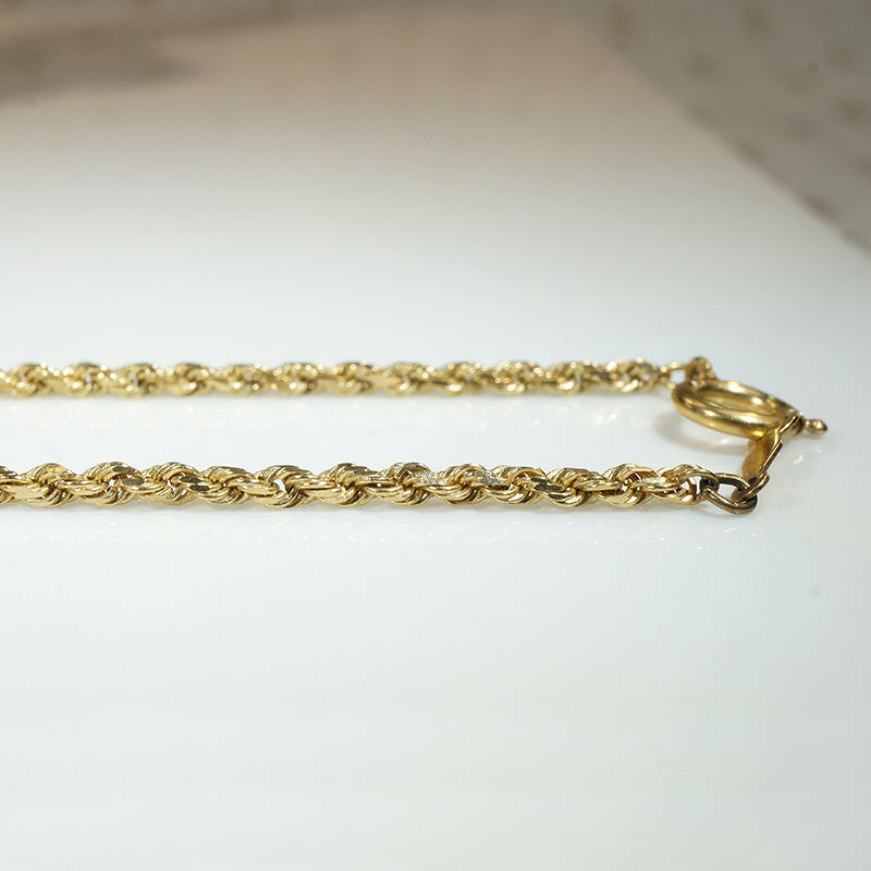 Glittering 14k Gold Faceted Rope Chain