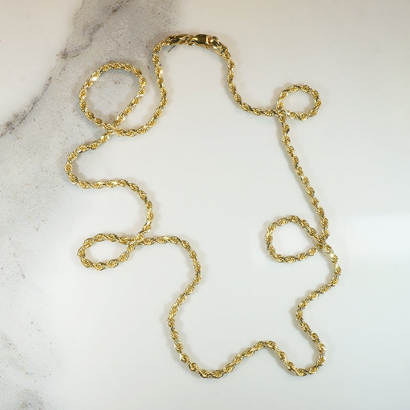 Handsome 20" 14k Gold Faceted Rope Chain