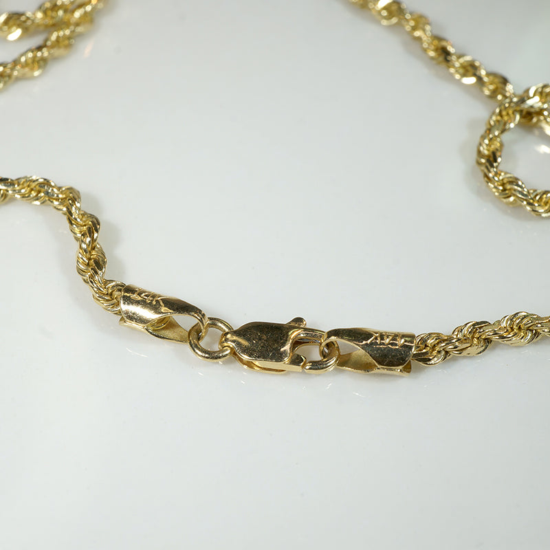 Handsome 20" 14k Gold Faceted Rope Chain