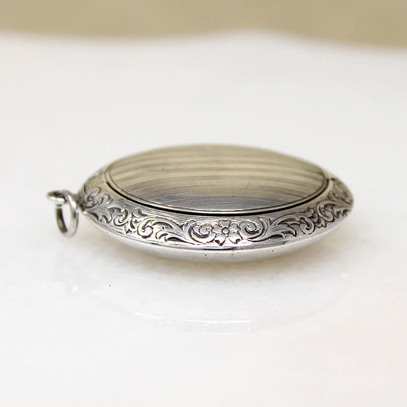 Edwardian Engraved Sterling Silver Compact-Pendant