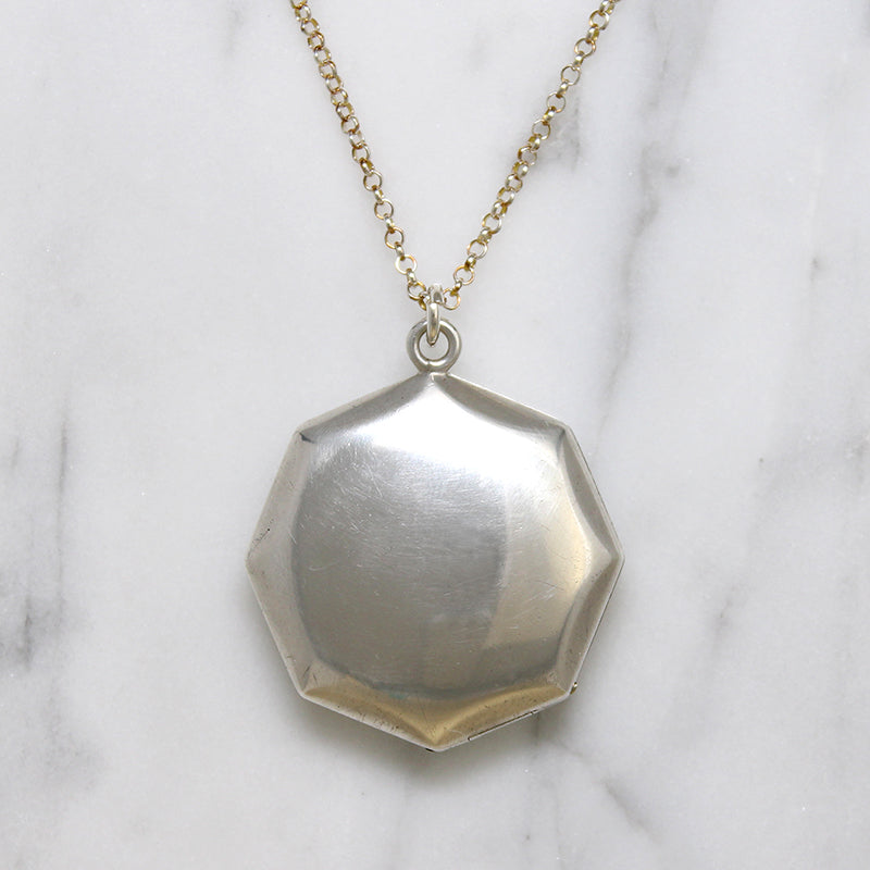 Delightful Edwardian Sterling Silver Octagon Locket