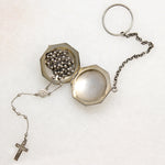 Charming Sterling Silver Locket with Miniature Rosary